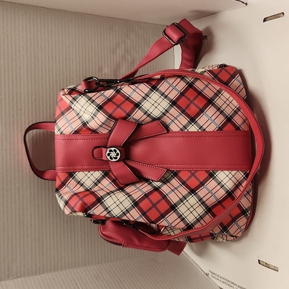 Angel kiss purse plaid backpack shoulder with extra side bag - Picture 1 of 16
